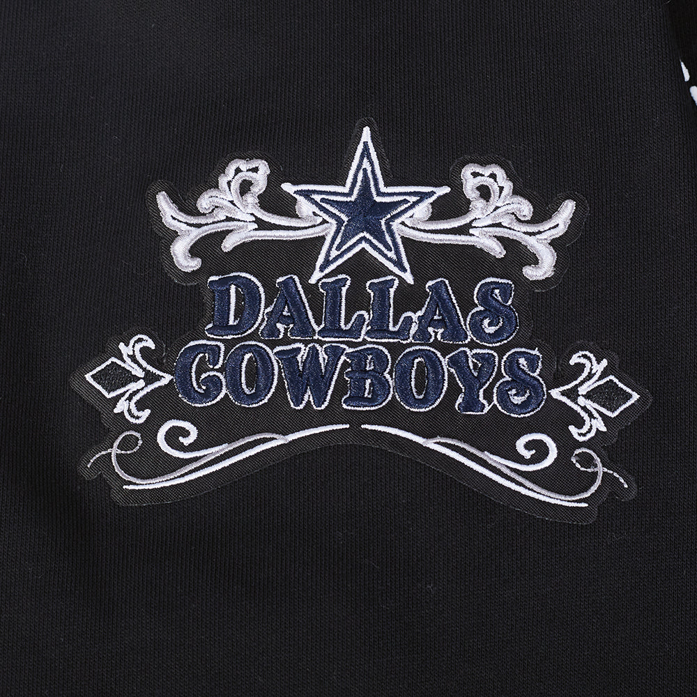 NFL DALLAS COWBOYS REBEL ATHLETICS MEN'S FLC PO HOODIE (BLACK)