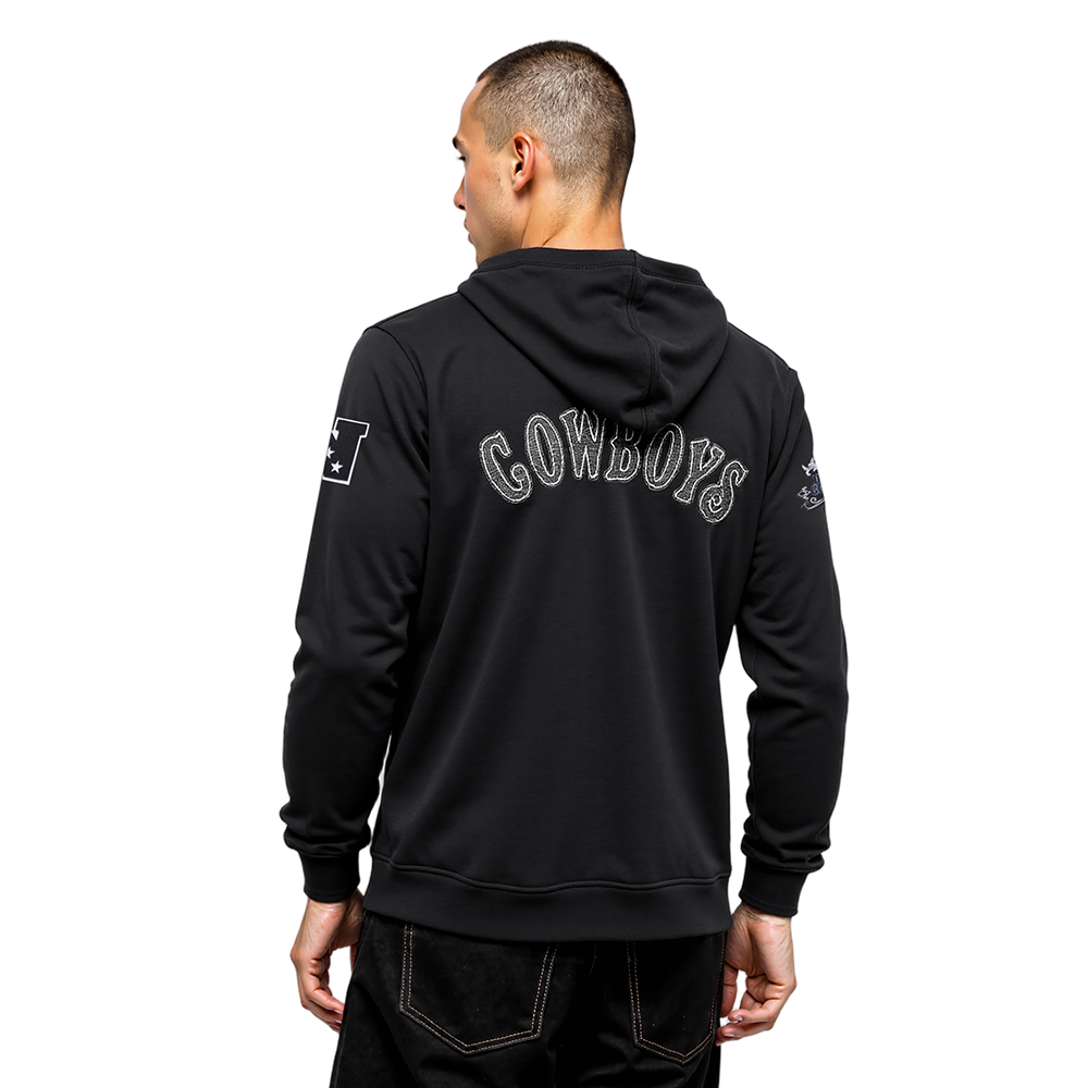 NFL DALLAS COWBOYS REBEL ATHLETICS MEN'S FLC PO HOODIE (BLACK)