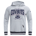 NFL DALLAS COWBOYS TEAM BADGE MEN'S RIB FLC PO HOODIE (HEATHER GREY/MIDNIGHT NAVY)