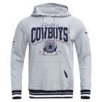 NFL DALLAS COWBOYS TEAM BADGE MEN'S RIB FLC PO HOODIE (HEATHER GREY/MIDNIGHT NAVY)