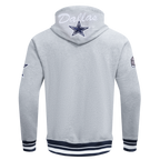 NFL DALLAS COWBOYS TEAM BADGE MEN'S RIB FLC PO HOODIE (HEATHER GREY/MIDNIGHT NAVY)
