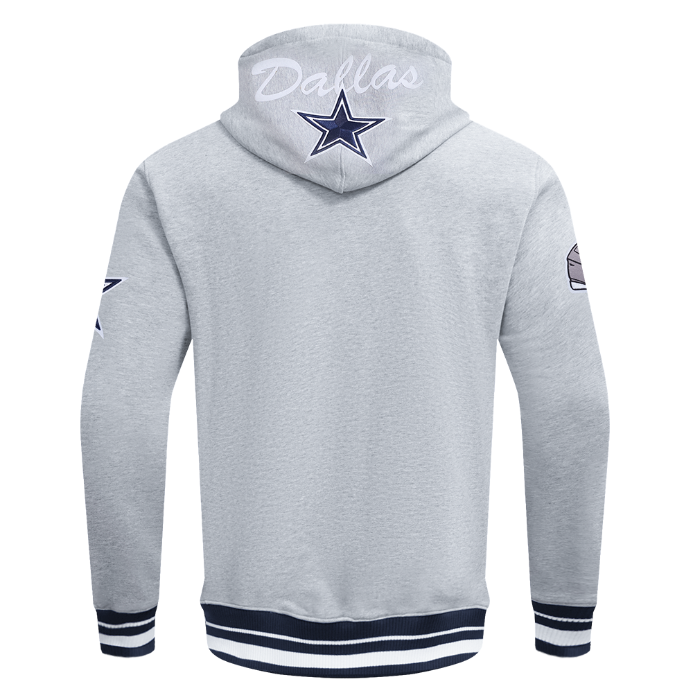 NFL DALLAS COWBOYS TEAM BADGE MEN'S RIB FLC PO HOODIE (HEATHER GREY/MIDNIGHT NAVY)