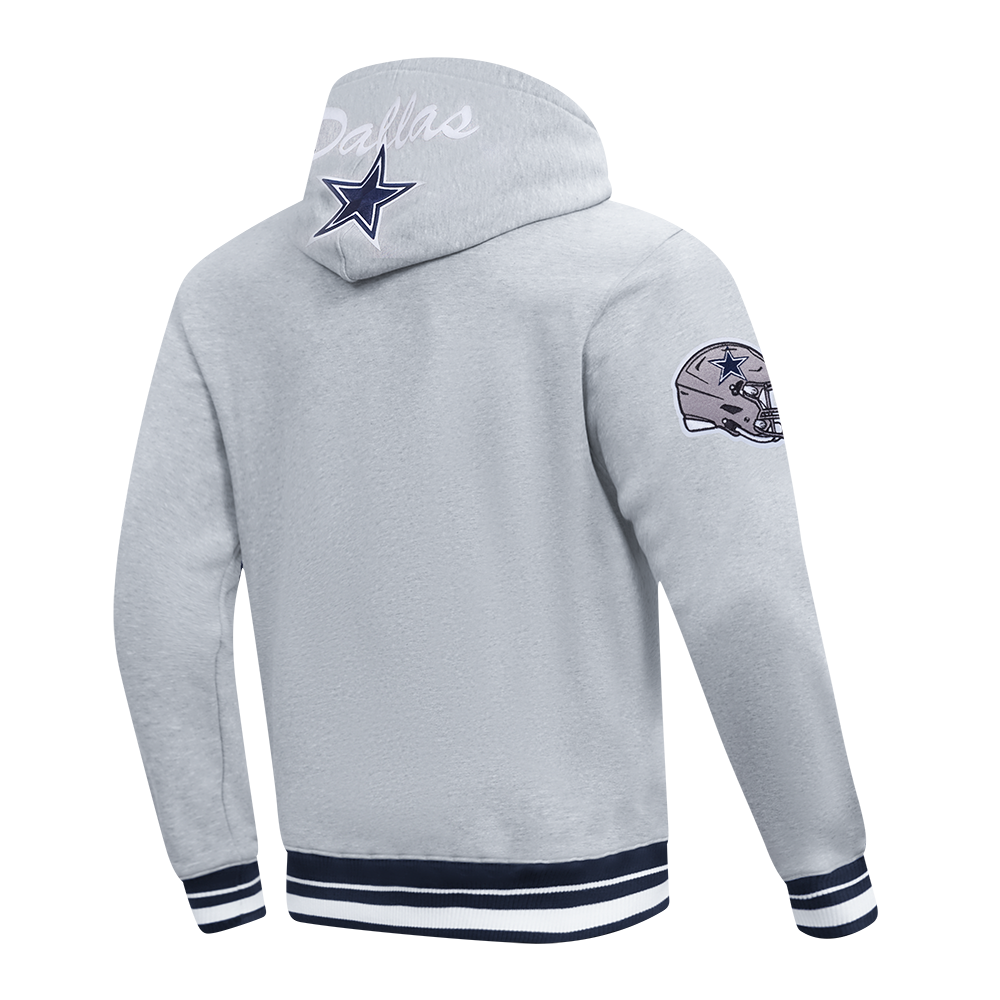 NFL DALLAS COWBOYS TEAM BADGE MEN'S RIB FLC PO HOODIE (HEATHER GREY/MIDNIGHT NAVY)
