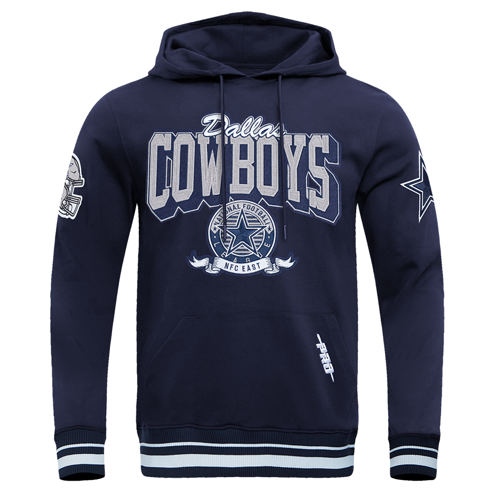 NFL DALLAS COWBOYS TEAM BADGE MEN'S RIB PO HOODIE (MIDNIGHT NAVY)