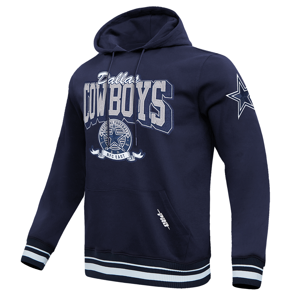 NFL DALLAS COWBOYS TEAM BADGE MEN'S RIB PO HOODIE (MIDNIGHT NAVY)