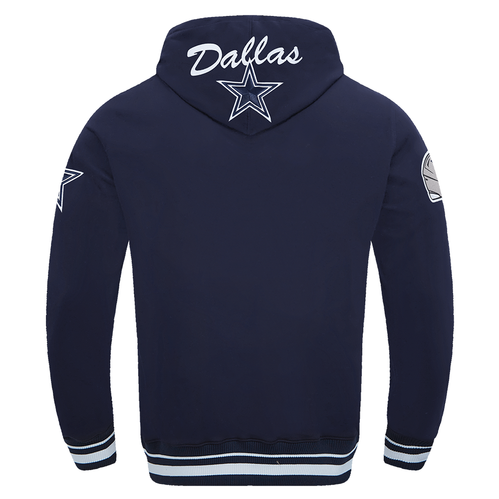 NFL DALLAS COWBOYS TEAM BADGE MEN'S RIB PO HOODIE (MIDNIGHT NAVY)