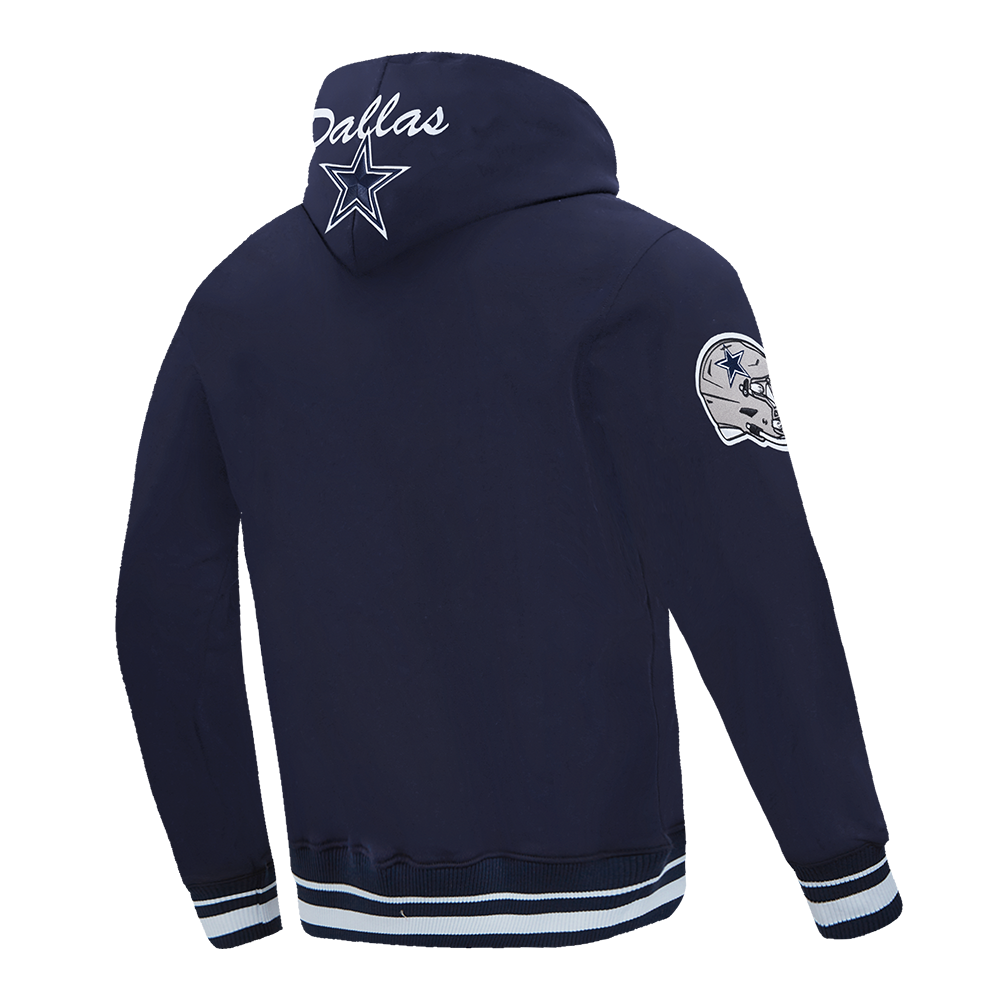NFL DALLAS COWBOYS TEAM BADGE MEN'S RIB PO HOODIE (MIDNIGHT NAVY)