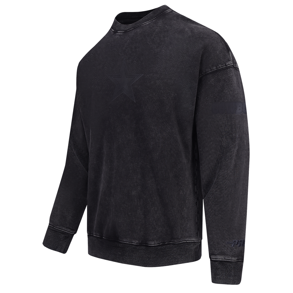 NFL DALLAS COWBOYS WASHED VANGUARD CHANDAIL OUATÉ À COL ROND POUR HOMME (NOIR DÉLAVÉ)
