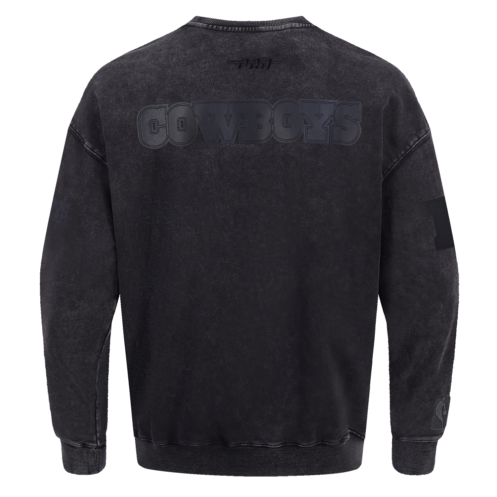 NFL DALLAS COWBOYS WASHED VANGUARD CHANDAIL OUATÉ À COL ROND POUR HOMME (NOIR DÉLAVÉ)