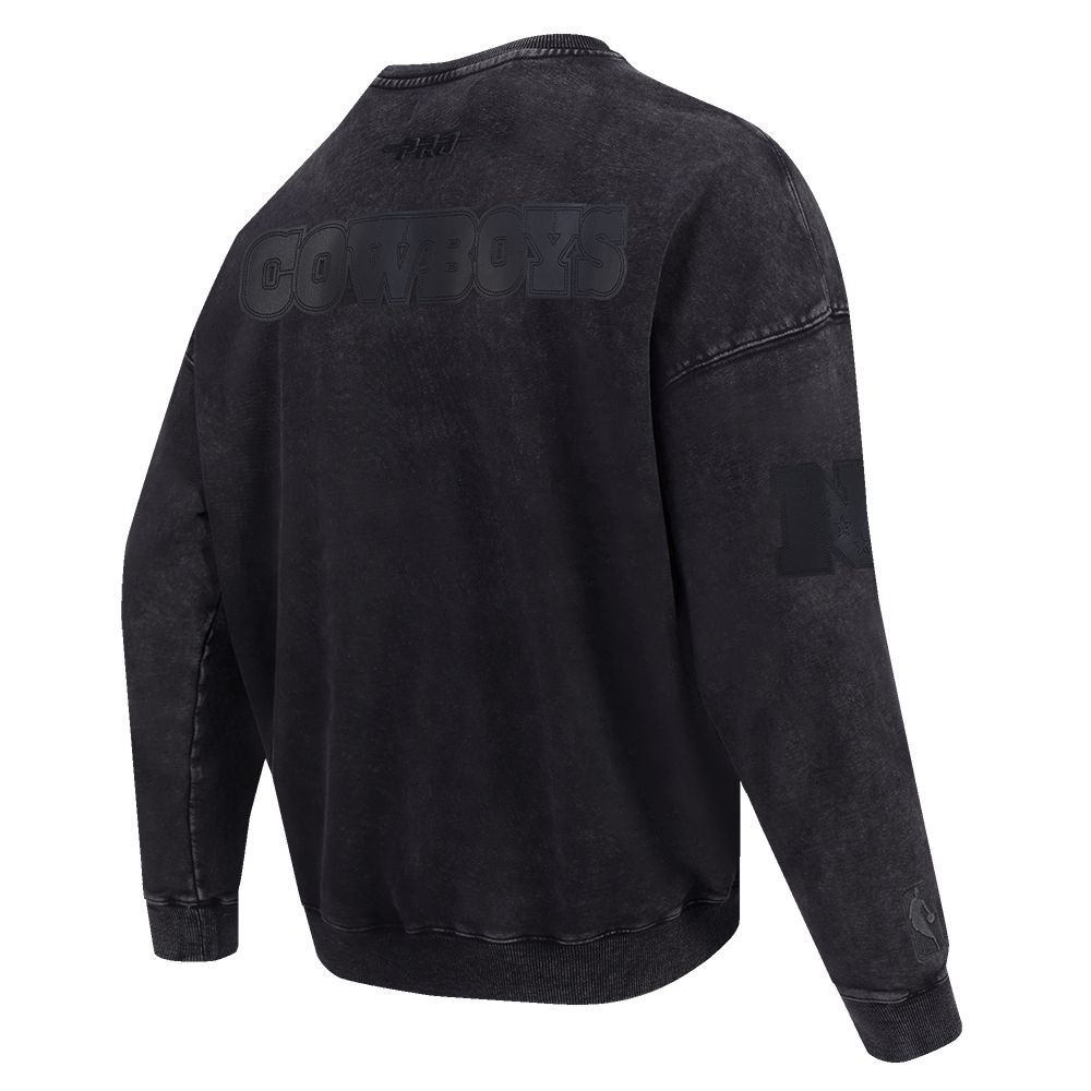 NFL DALLAS COWBOYS WASHED VANGUARD CHANDAIL OUATÉ À COL ROND POUR HOMME (NOIR DÉLAVÉ)
