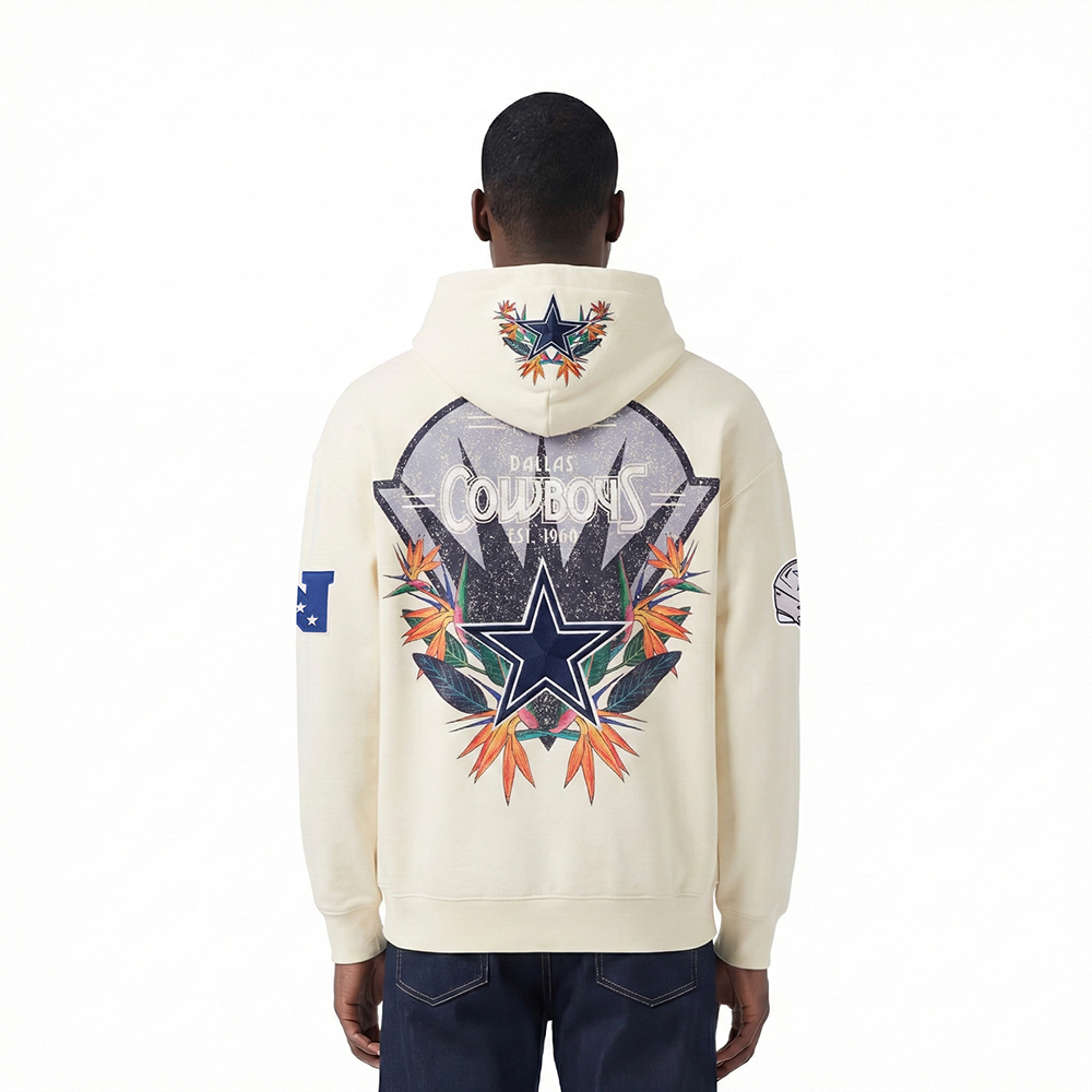 NFL DALLAS COWBOYS PARADISE MEN'S PULL OVER HOODIE (EGGSHELL)