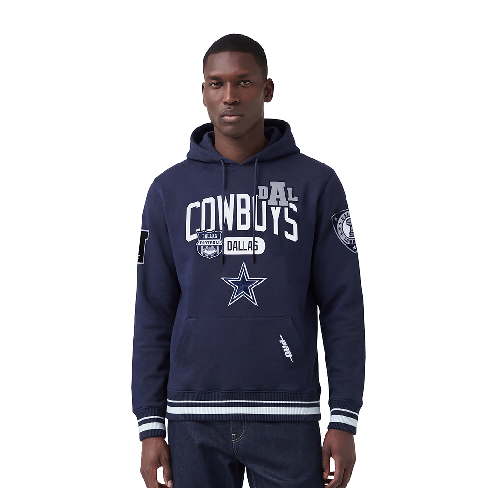NFL DALLAS COWBOYS LETTERMAN CHANDAIL À CAPUCHON POUR HOMME (MARINE MINUIT)