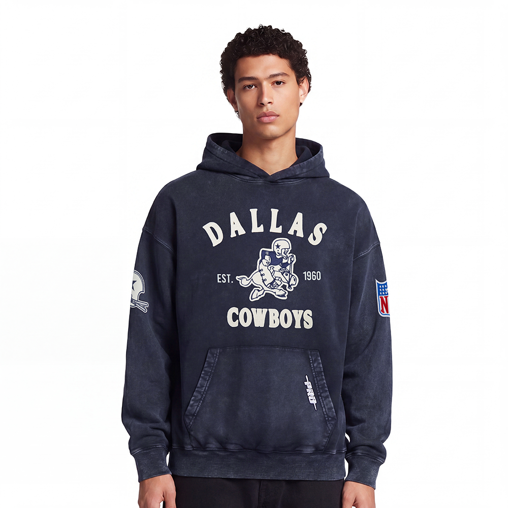 NFL DALLAS COWBOYS FIRST TEAM MEN'S PULL OVER HOODIE (WASHED MIDNIGHT NAVY)