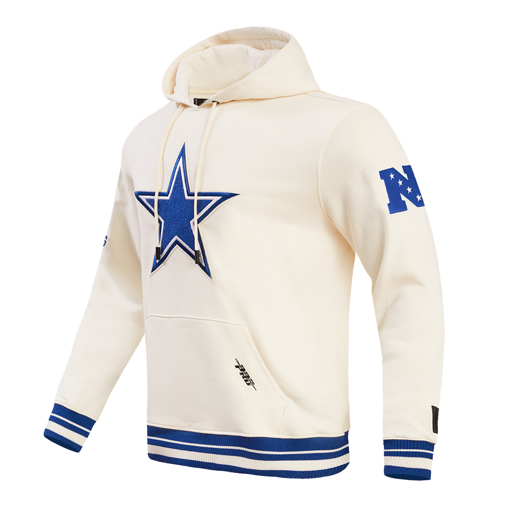 NFL DALLAS COWBOYS RETRO CLASSIC MEN'S PULLOVER HOODIE (EGGSHELL/DODGER BLUE)