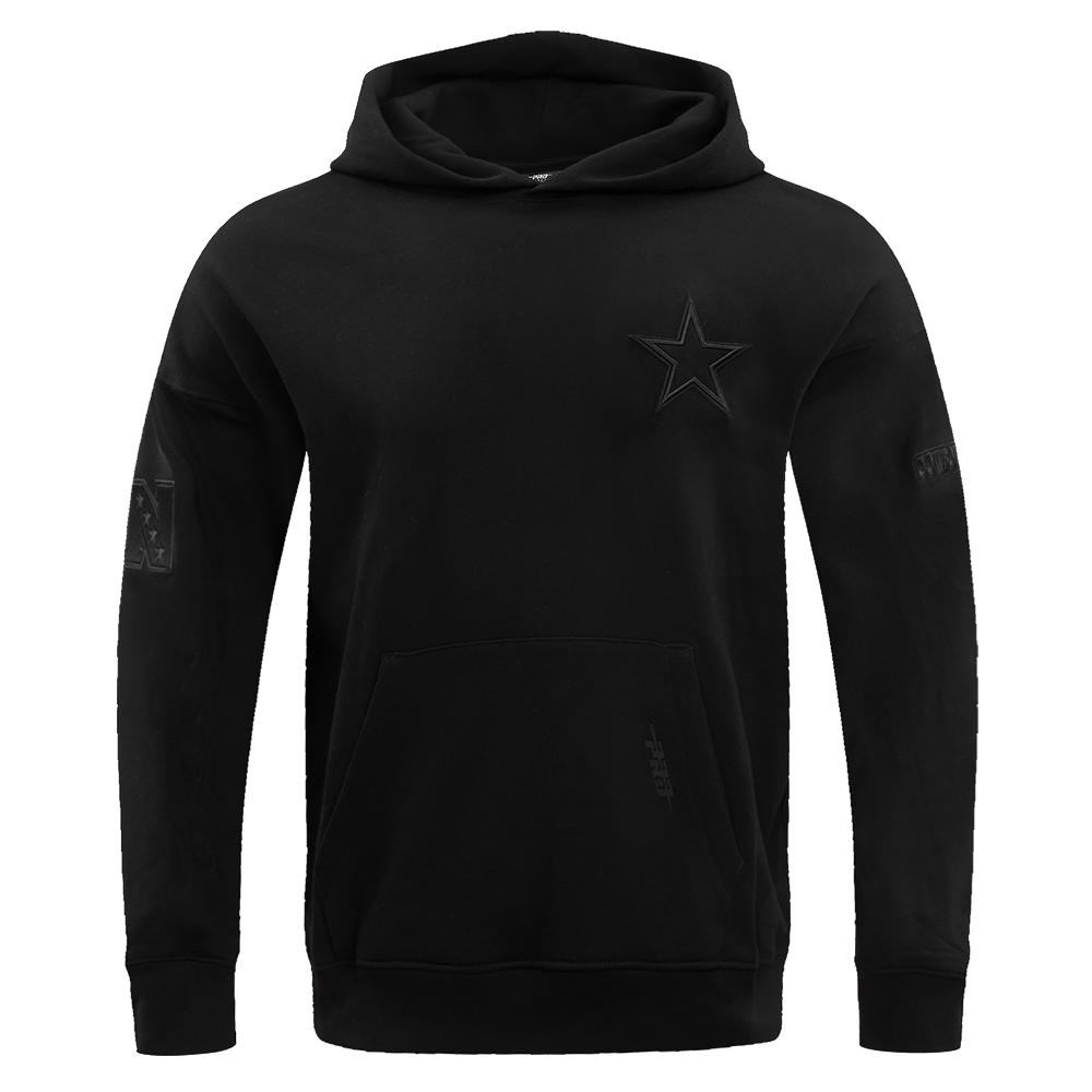 NFL DALLAS COWBOYS NEUTRAL DROP SHOULDER MEN'S PULLOVER HOODIE (BLACK)