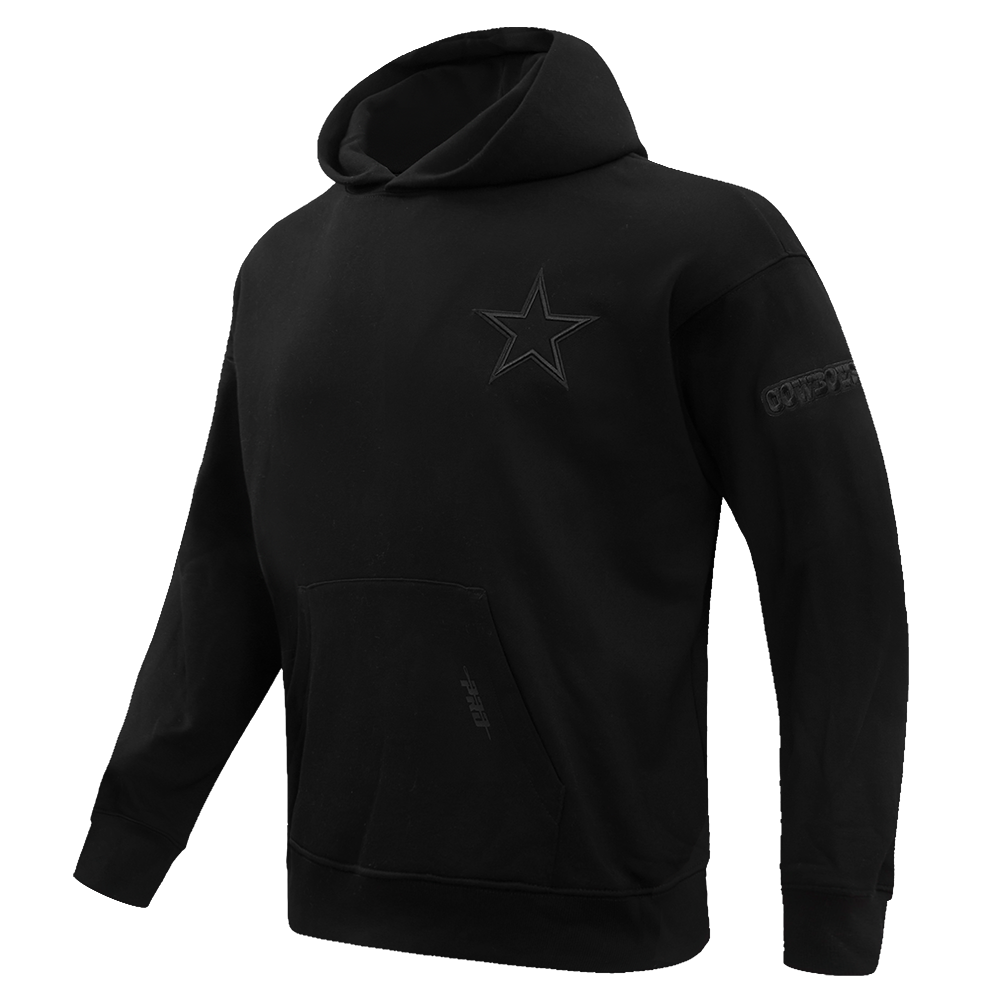 NFL DALLAS COWBOYS NEUTRAL DROP SHOULDER MEN'S PULLOVER HOODIE (BLACK)