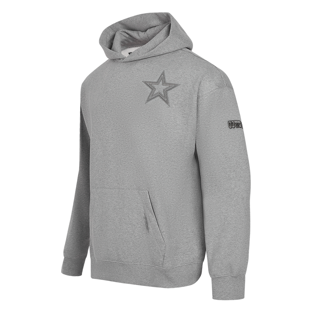 NFL DALLAS COWBOYS NEUTRAL MEN'S DROP SHOULDER PULLOVER HOODIE (DARK HEATHER GRAY)
