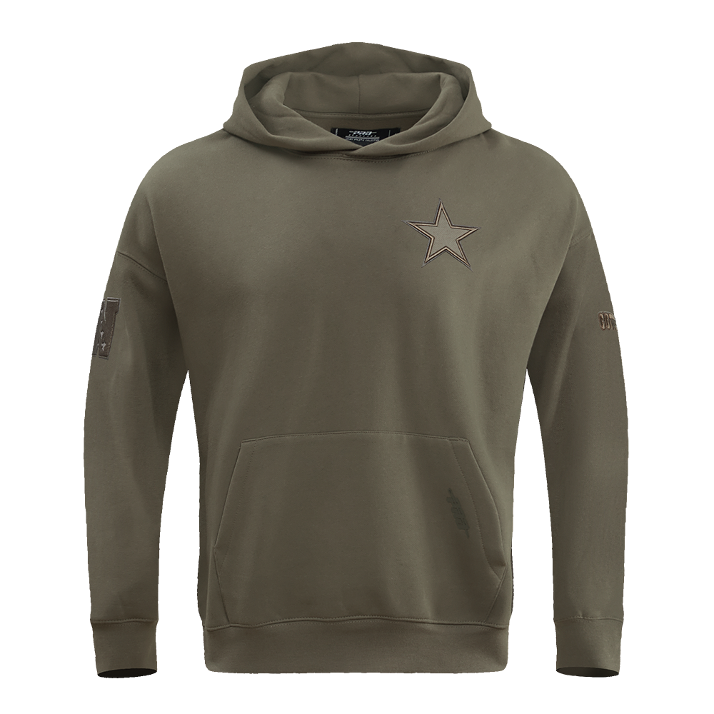 NFL DALLAS COWBOYS NEUTRAL DROP SHOULDER MEN'S PULLOVER HOODIE (DARK TAUPE)