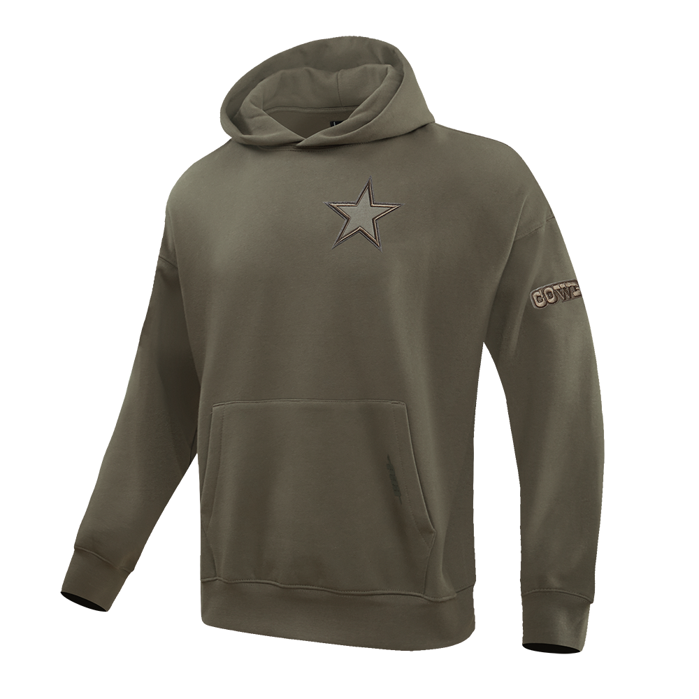NFL DALLAS COWBOYS NEUTRAL DROP SHOULDER MEN'S PULLOVER HOODIE (DARK TAUPE)