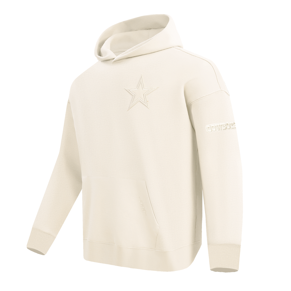 NFL DALLAS COWBOYS NEUTRAL DROP SHOULDER MEN'S PULLOVER HOODIE (EGGSHELL)