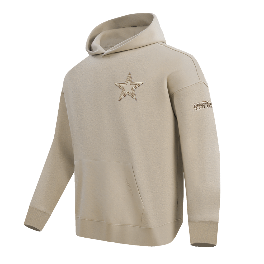 NFL DALLAS COWBOYS NEUTRAL DROP SHOULDER FLEECE PULLOVER HOODIE (TAUPE)