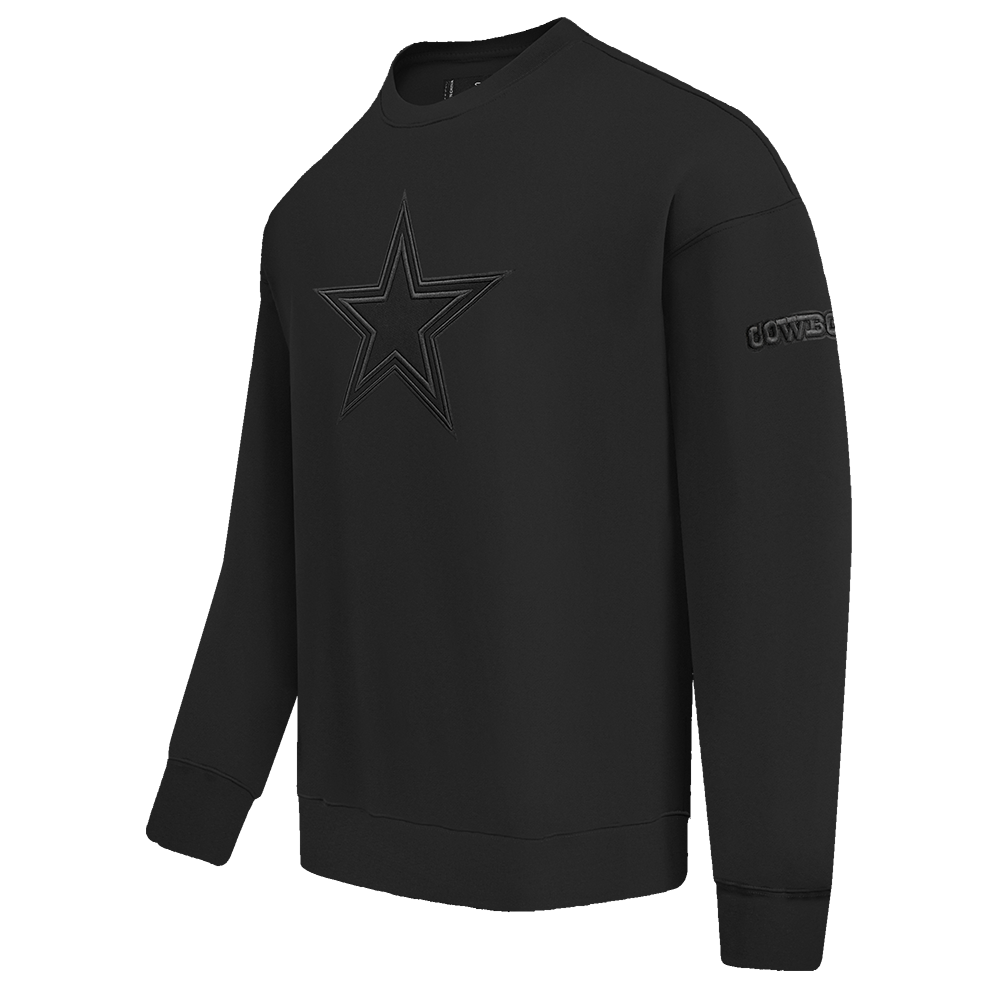 NFL DALLAS COWBOYS NEUTRAL DROP SHOULDER FLEECE CREWNECK (BLACK)