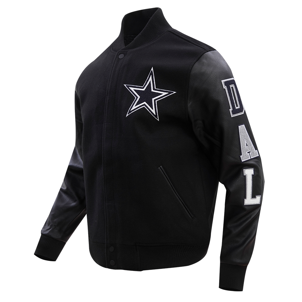 NFL DALLAS COWBOYS CLASSIC WOOL MEN'S VARSITY JACKET (BLACK)