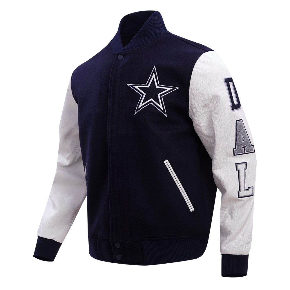 NFL DALLAS COWBOYS CLASSIC WOOL MEN'S VARSITY JACKET (MIDNIGHT NAVY/WHITE)