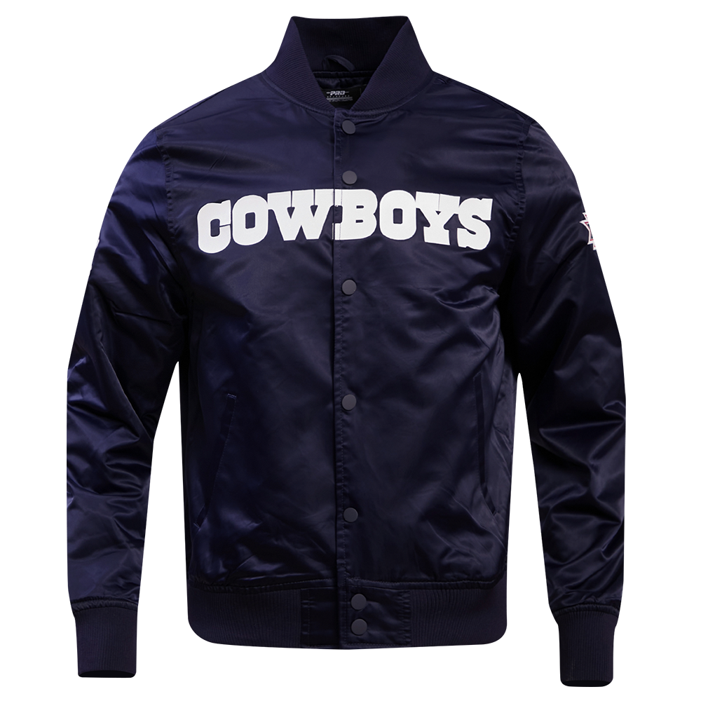 NFL DALLAS COWBOYS BLOUSON EN SATIN À GRAND LOGO POUR HOMME (MARINE MINUIT)