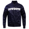 NFL DALLAS COWBOYS BLOUSON EN SATIN À GRAND LOGO POUR HOMME (MARINE MINUIT)