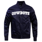 NFL DALLAS COWBOYS BLOUSON EN SATIN À GRAND LOGO POUR HOMME (MARINE MINUIT)
