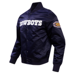NFL DALLAS COWBOYS BLOUSON EN SATIN À GRAND LOGO POUR HOMME (MARINE MINUIT)