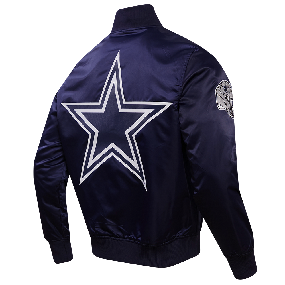 NFL DALLAS COWBOYS BLOUSON EN SATIN À GRAND LOGO POUR HOMME (MARINE MINUIT)