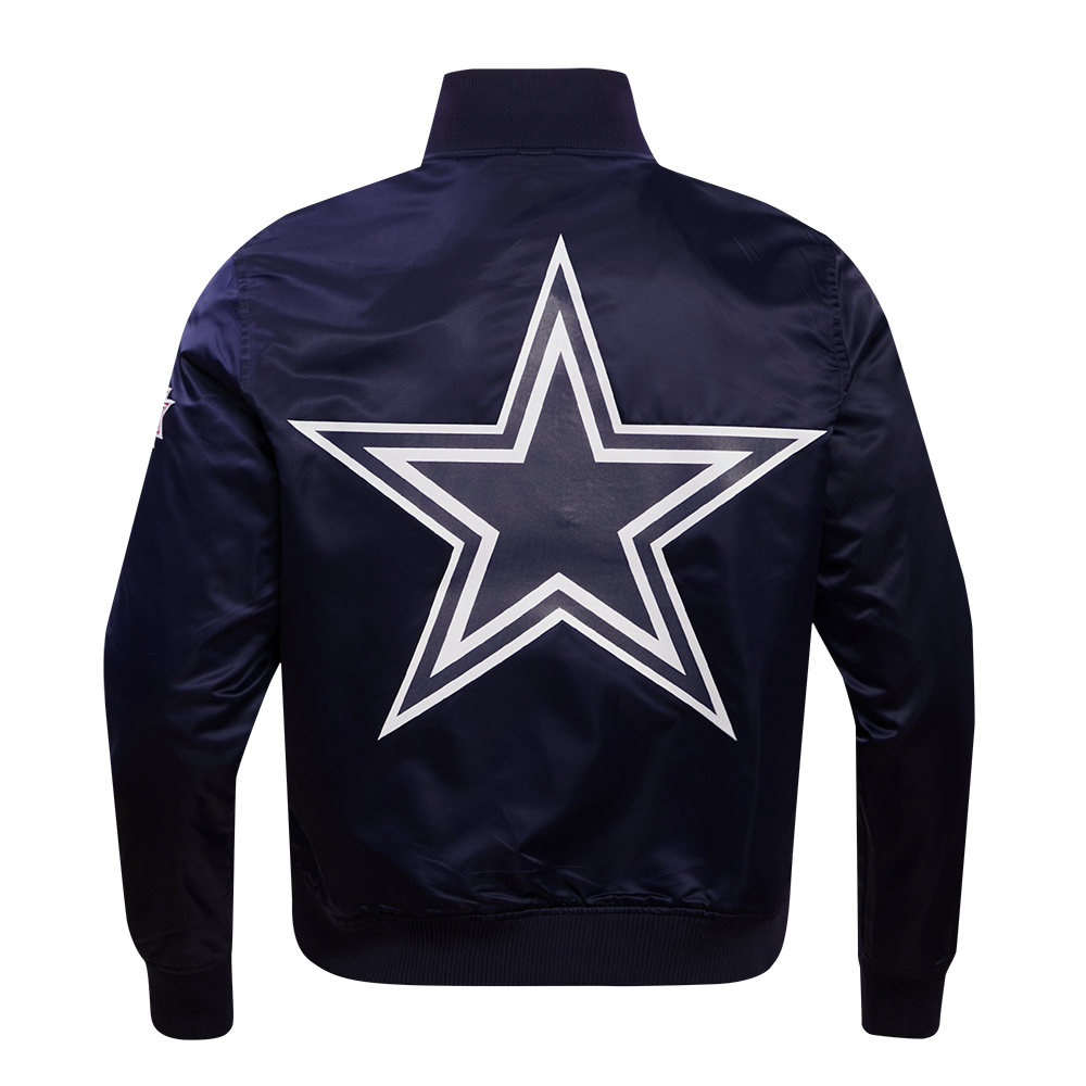NFL DALLAS COWBOYS BLOUSON EN SATIN À GRAND LOGO POUR HOMME (MARINE MINUIT)