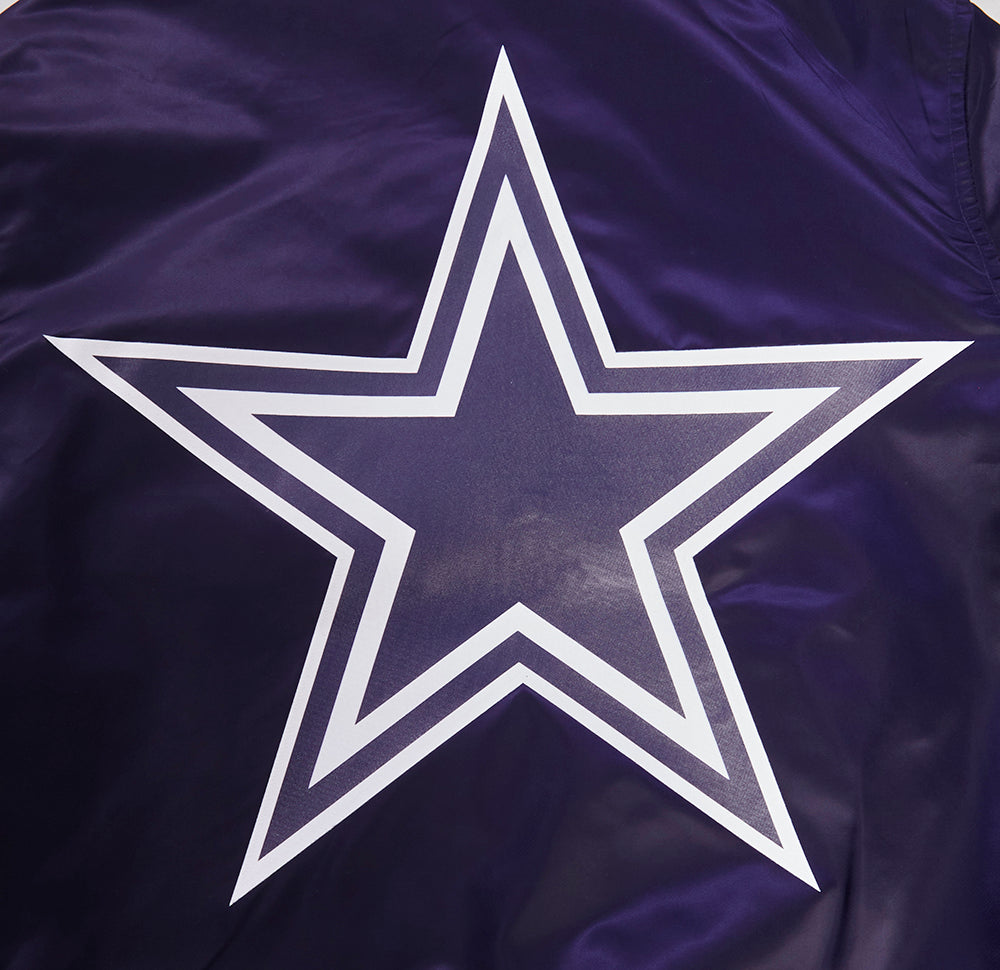 NFL DALLAS COWBOYS BLOUSON EN SATIN À GRAND LOGO POUR HOMME (MARINE MINUIT)