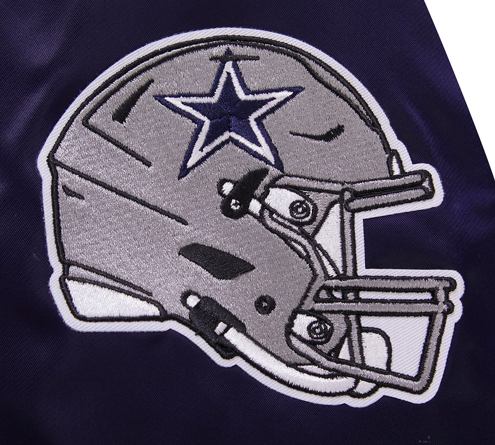 NFL DALLAS COWBOYS BLOUSON EN SATIN À GRAND LOGO POUR HOMME (MARINE MINUIT)