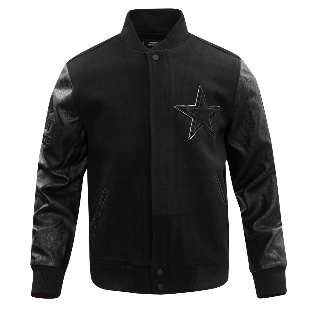 NFL DALLAS COWBOYS TRIPLE BLACK BLOUSON COLLÉGIAL EN LAINE POUR HOMME (NOIR)