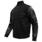 NFL DALLAS COWBOYS TRIPLE BLACK BLOUSON COLLÉGIAL EN LAINE POUR HOMME (NOIR)