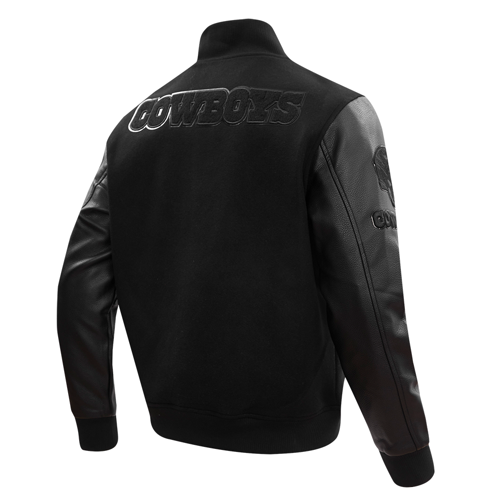 NFL DALLAS COWBOYS TRIPLE BLACK BLOUSON COLLÉGIAL EN LAINE POUR HOMME (NOIR)