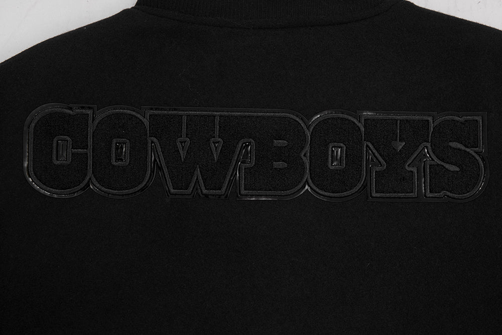 NFL DALLAS COWBOYS TRIPLE BLACK BLOUSON COLLÉGIAL EN LAINE POUR HOMME (NOIR)