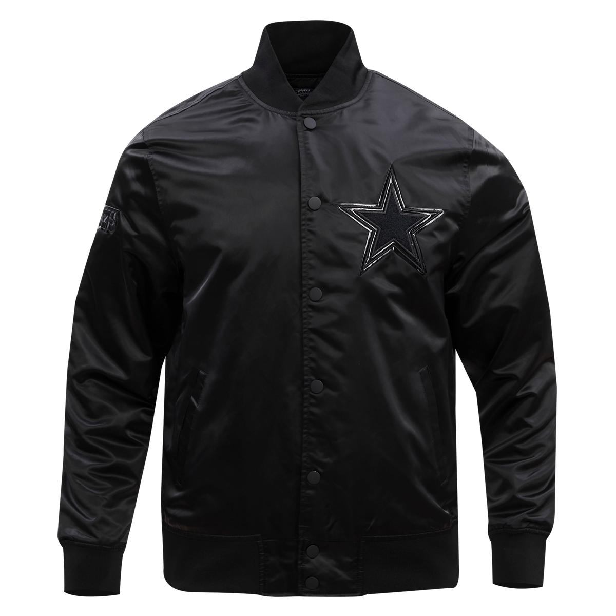 NFL DALLAS COWBOYS TRIPLE BLACK MEN'S SATIN JACKET (BLACK)