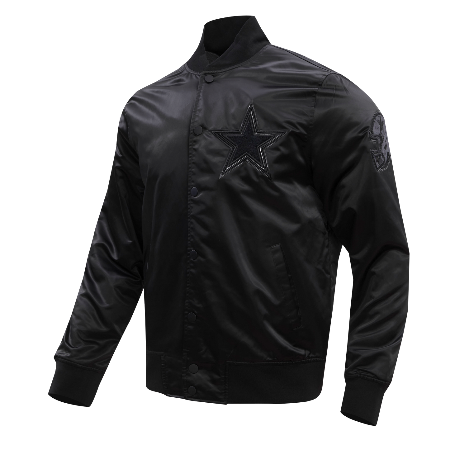 NFL DALLAS COWBOYS TRIPLE BLACK MEN'S SATIN JACKET (BLACK)