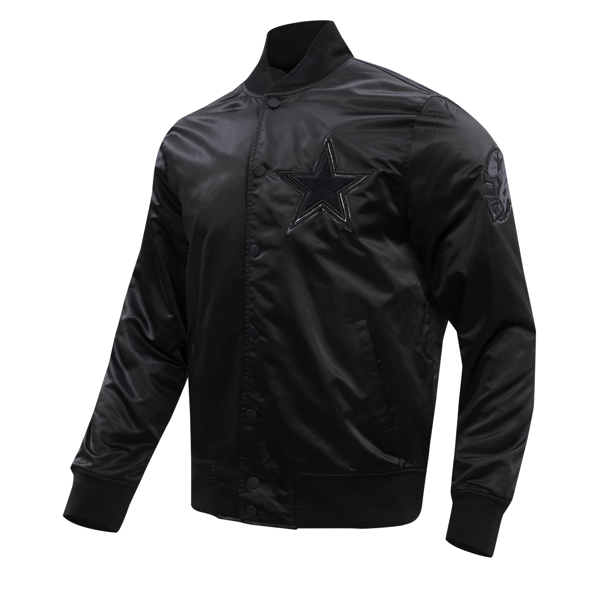 NFL DALLAS COWBOYS TRIPLE BLACK MEN'S SATIN JACKET (BLACK)