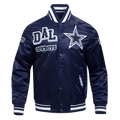 NFL DALLAS COWBOYS MASH UP MEN'S RIB SATIN JACKET (MIDNIGHT NAVY)