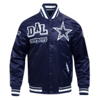 NFL DALLAS COWBOYS MASH UP MEN'S RIB SATIN JACKET (MIDNIGHT NAVY)