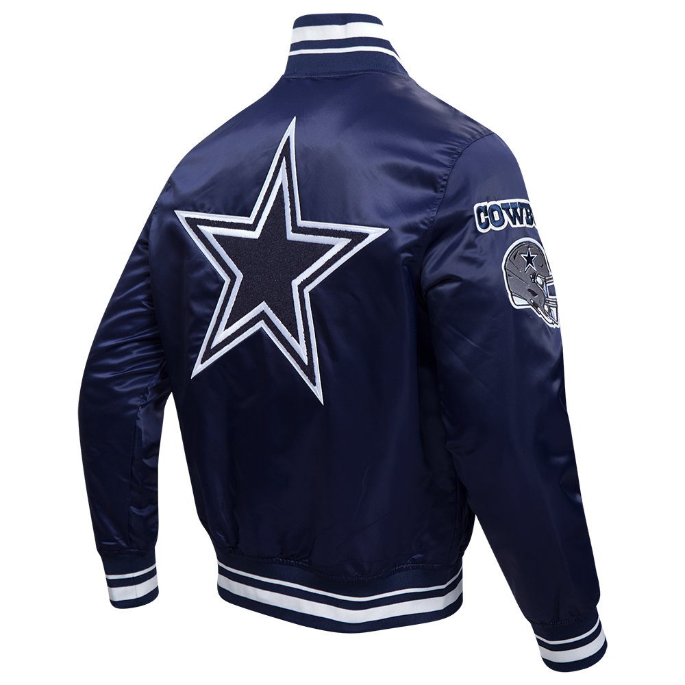 NFL DALLAS COWBOYS MASH UP MEN'S RIB SATIN JACKET (MIDNIGHT NAVY)