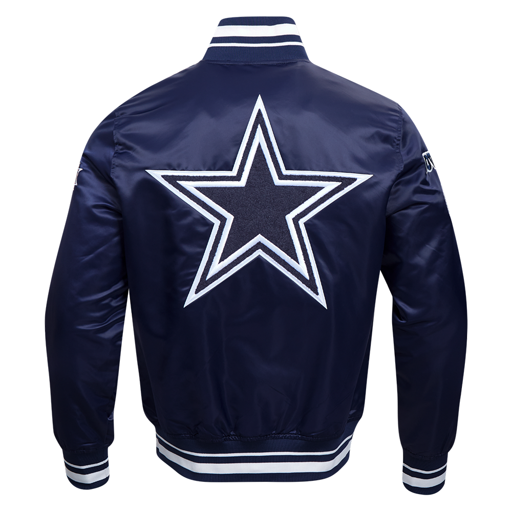 NFL DALLAS COWBOYS MASH UP MEN'S RIB SATIN JACKET (MIDNIGHT NAVY)