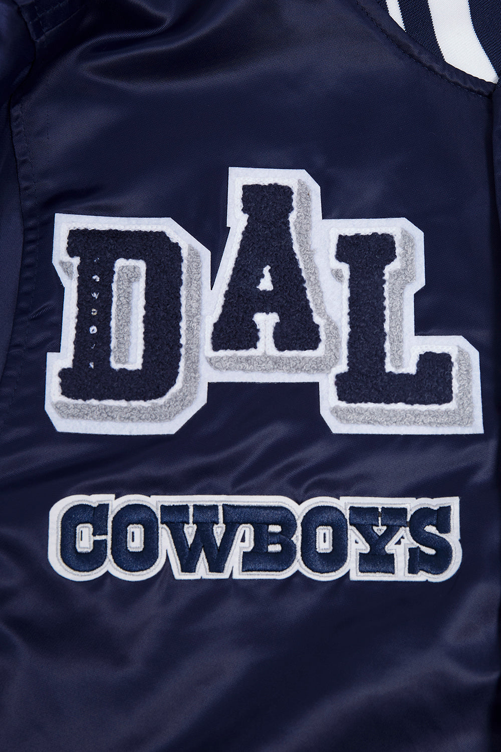 NFL DALLAS COWBOYS MASH UP MEN'S RIB SATIN JACKET (MIDNIGHT NAVY)