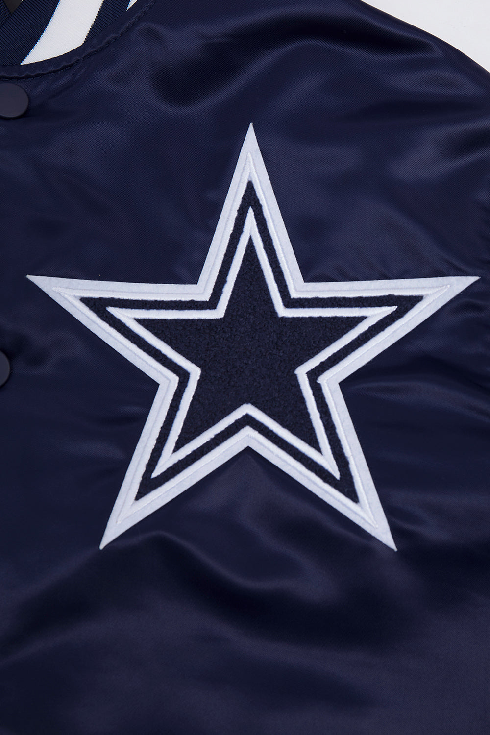 NFL DALLAS COWBOYS MASH UP MEN'S RIB SATIN JACKET (MIDNIGHT NAVY)