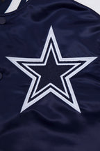 NFL DALLAS COWBOYS MASH UP MEN'S RIB SATIN JACKET (MIDNIGHT NAVY)
